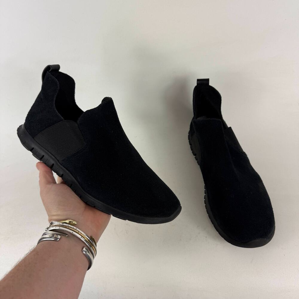 Cole Haan Zerogrand Ankle Booties Womens 9 Black Suede Slip-On Round Toe Comfort
